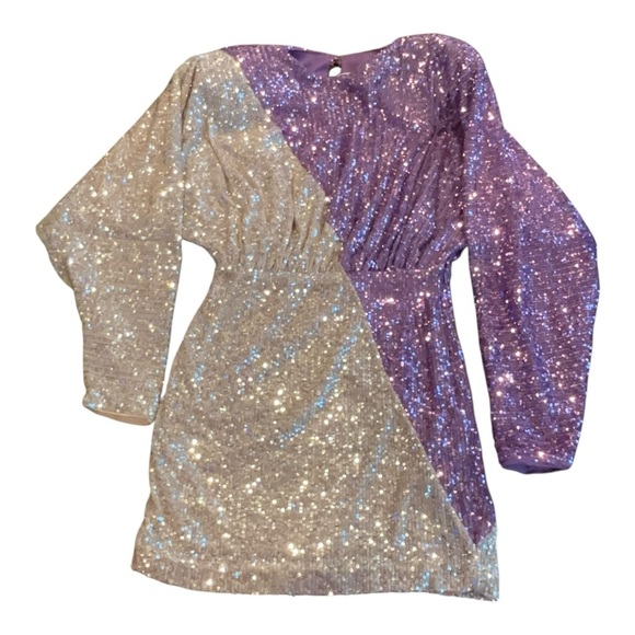 ROTATE Mini Dress Birger Christensen Sequin Colorblock Size 2 EUC • Sparkle • - Picture 2 of 7